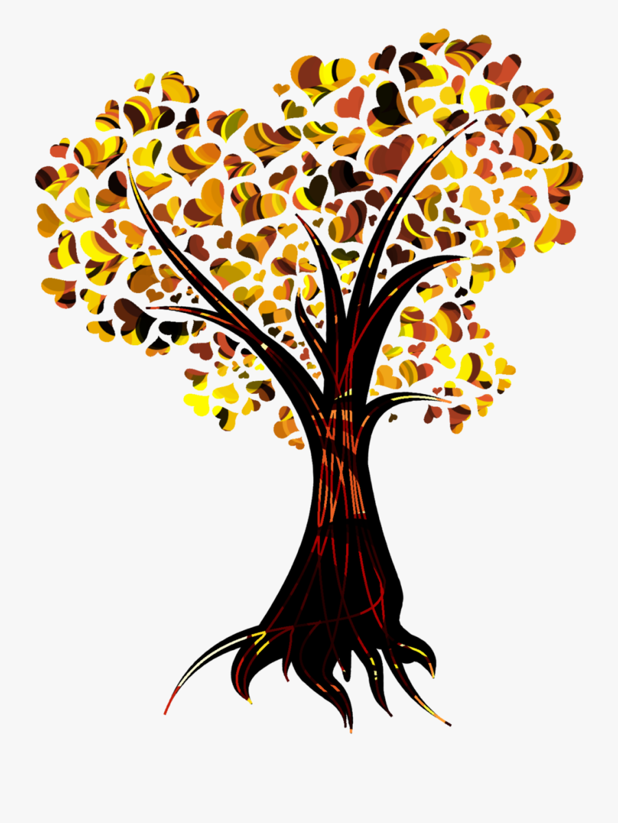 Tree Heart Autumn Leaf Color Clip Art - Fall Tree In Heart, Transparent Clipart