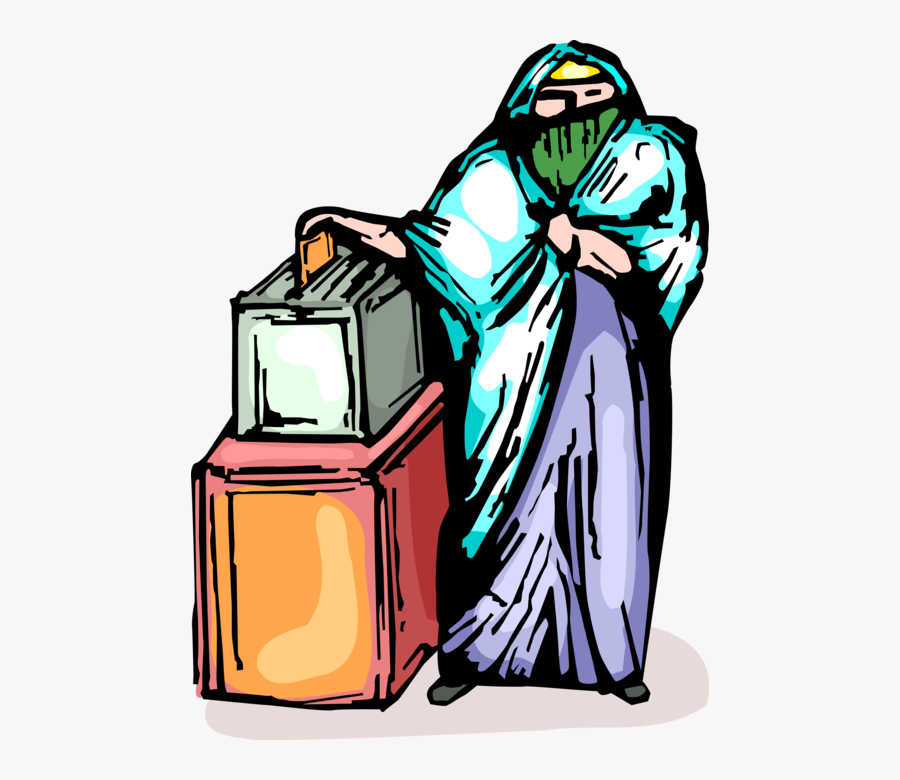Vector Illustration Of Islamic Woman With Burqa Places, Transparent Clipart