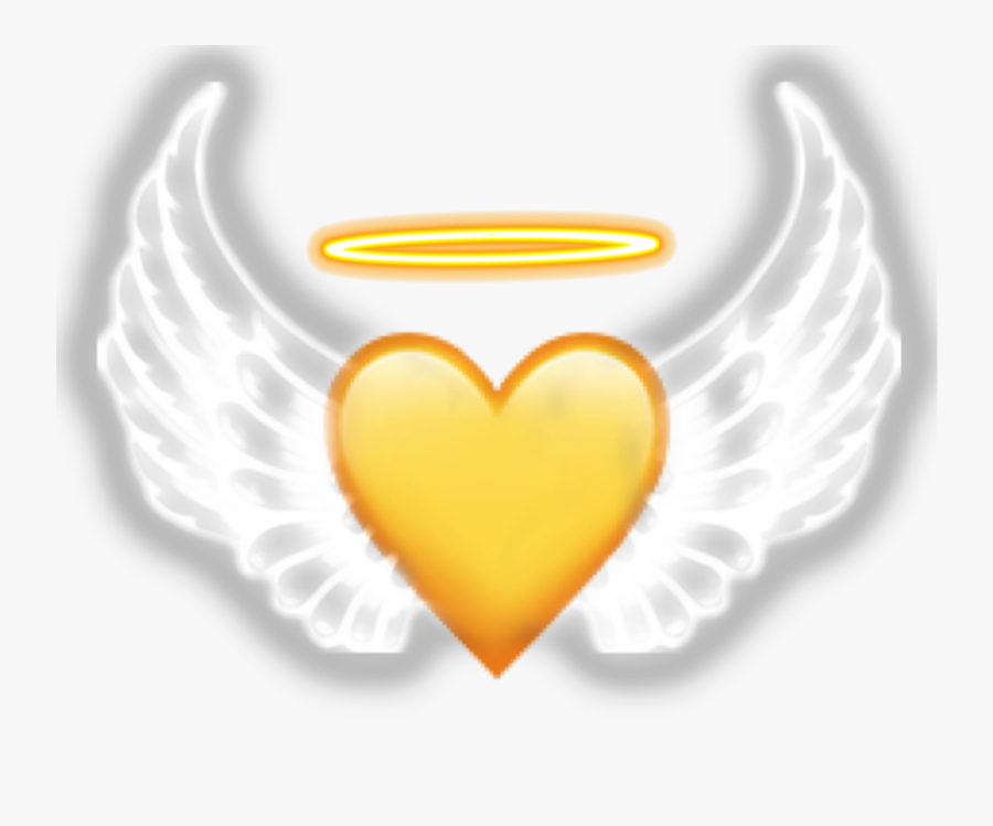 #angel #yellow #heart #iphone #emoji #halo #iphoneemoji - White Neon Wings Png, Transparent Clipart