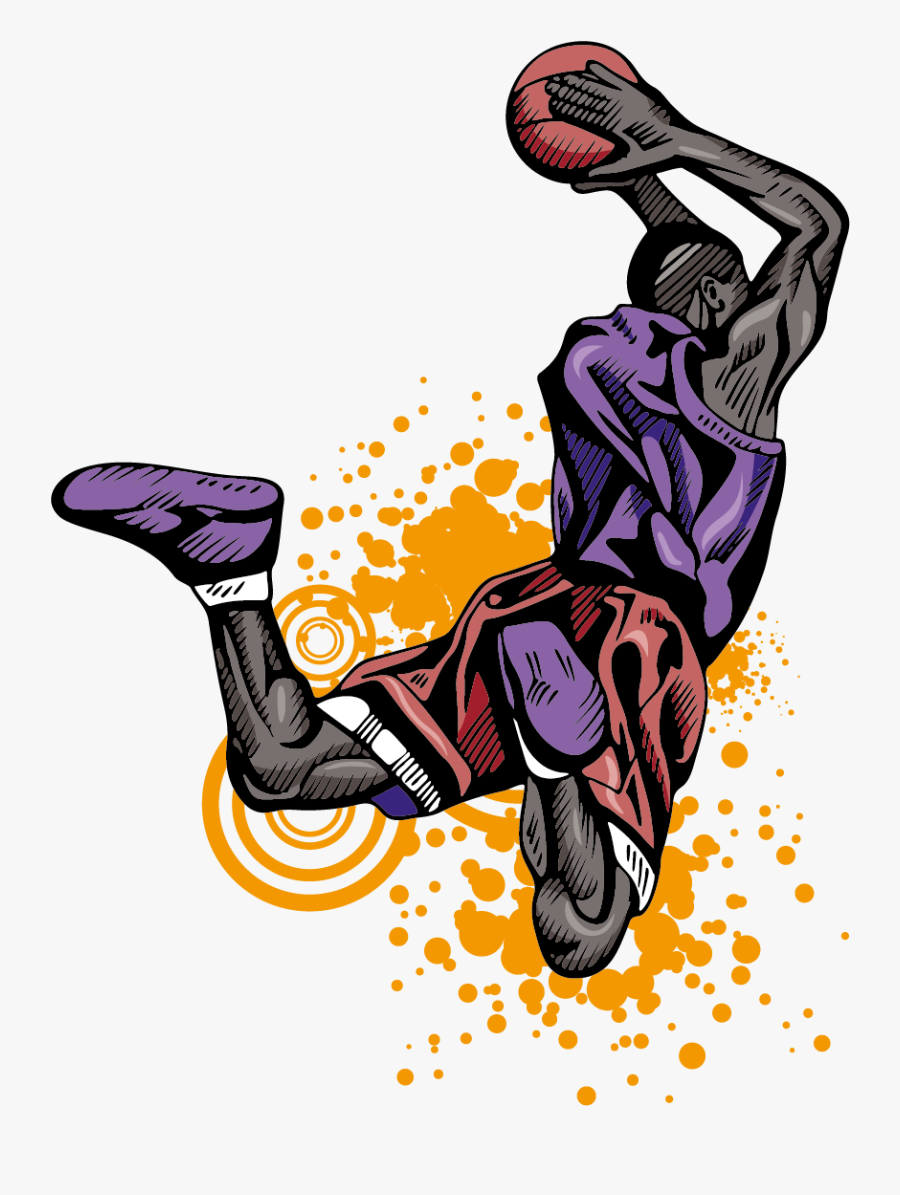 Basketball Player Slam Dunk Athlete - Basketball Logo Design Png , Free ...