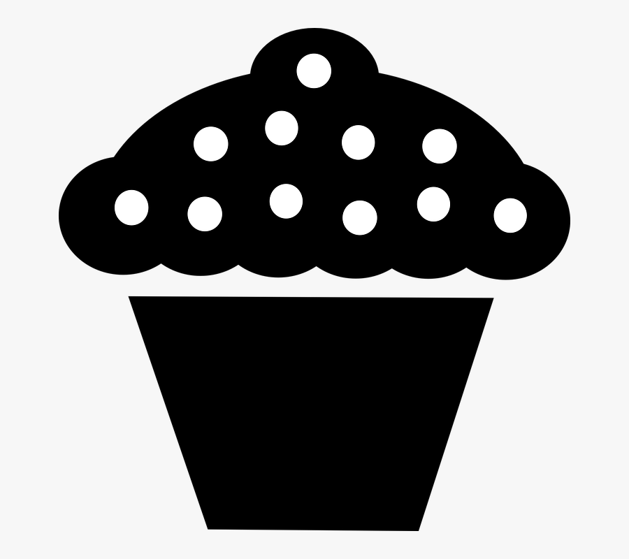 Birthday Cupcake Clip Art Black And White Download - Cupcake Clipart Black, Transparent Clipart