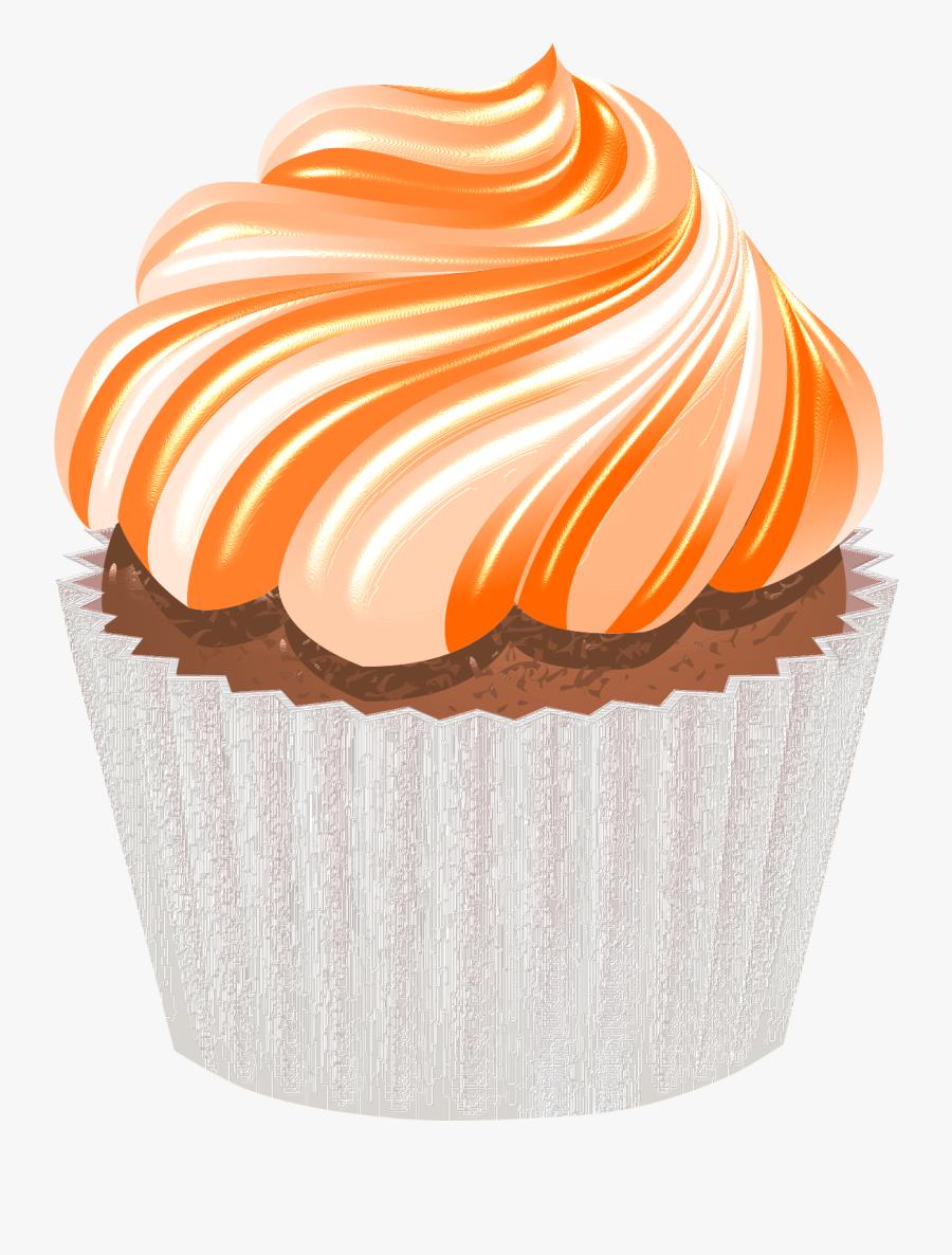 Orange Frosting Cupcake Clipart, Transparent Clipart
