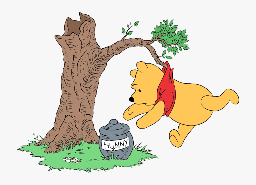 Winnie The Pooh Sitting By Tree, Transparent Clipart