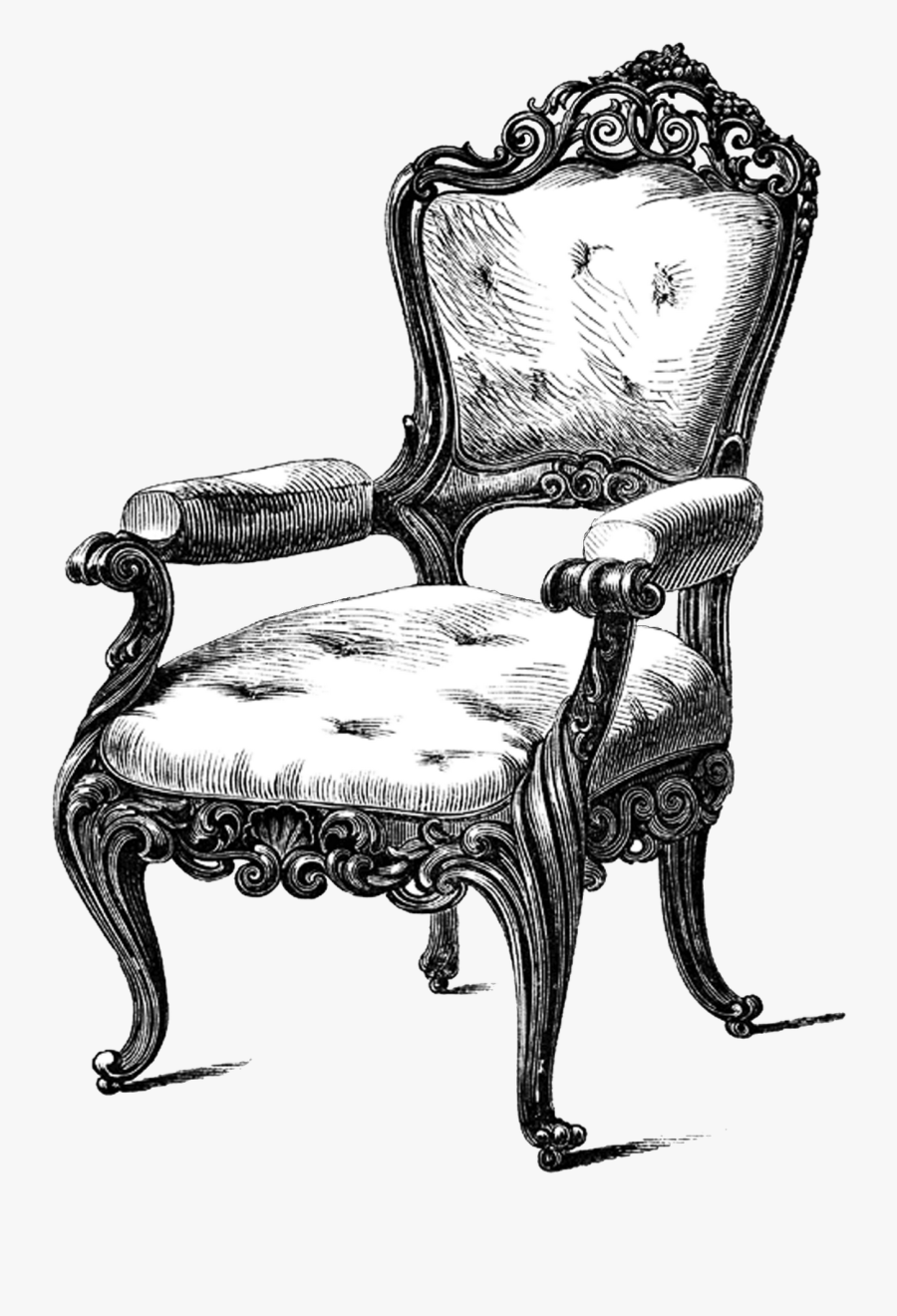 Transparent Old Chair Png - Antique Chair Drawing, Transparent Clipart