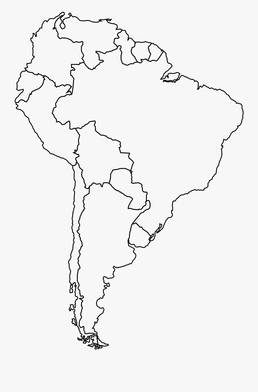 South America Blank Map, Transparent Clipart
