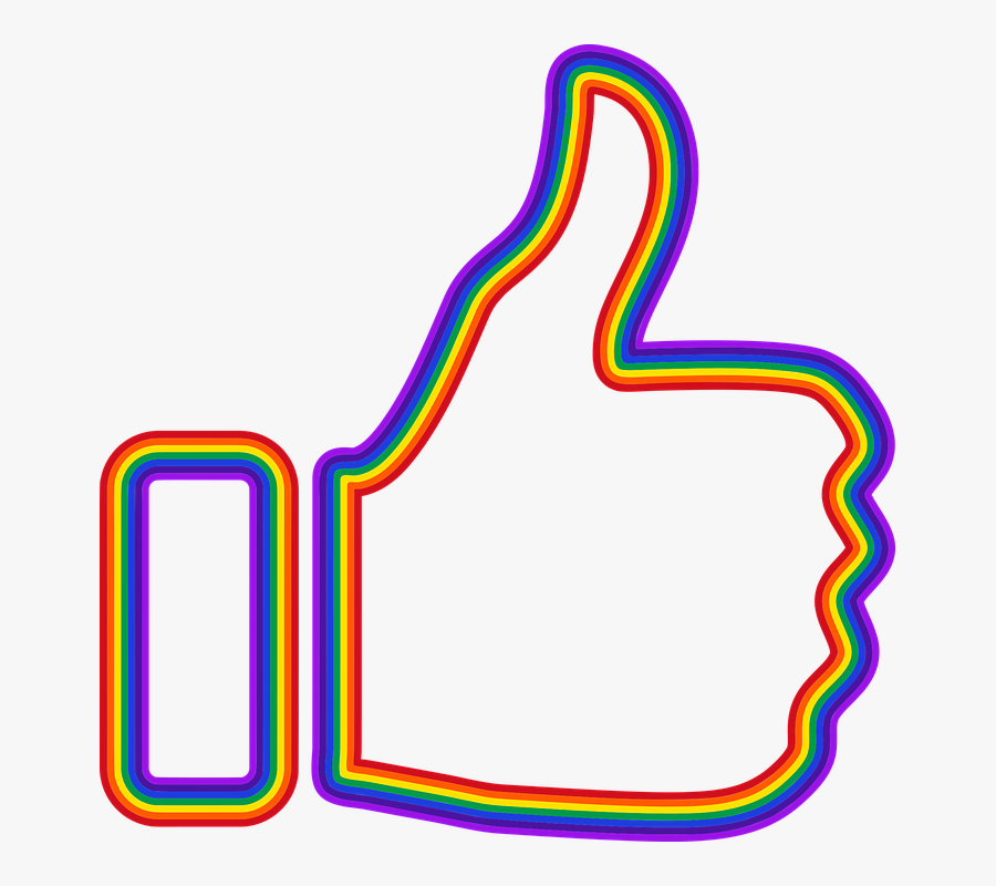 Rainbow Thumbs Up Emoji, Transparent Clipart