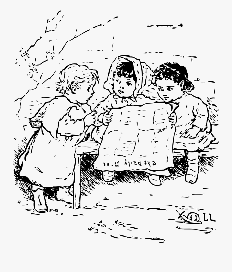 Children Reading Newspaper - Newspaper Clip Art, Transparent Clipart