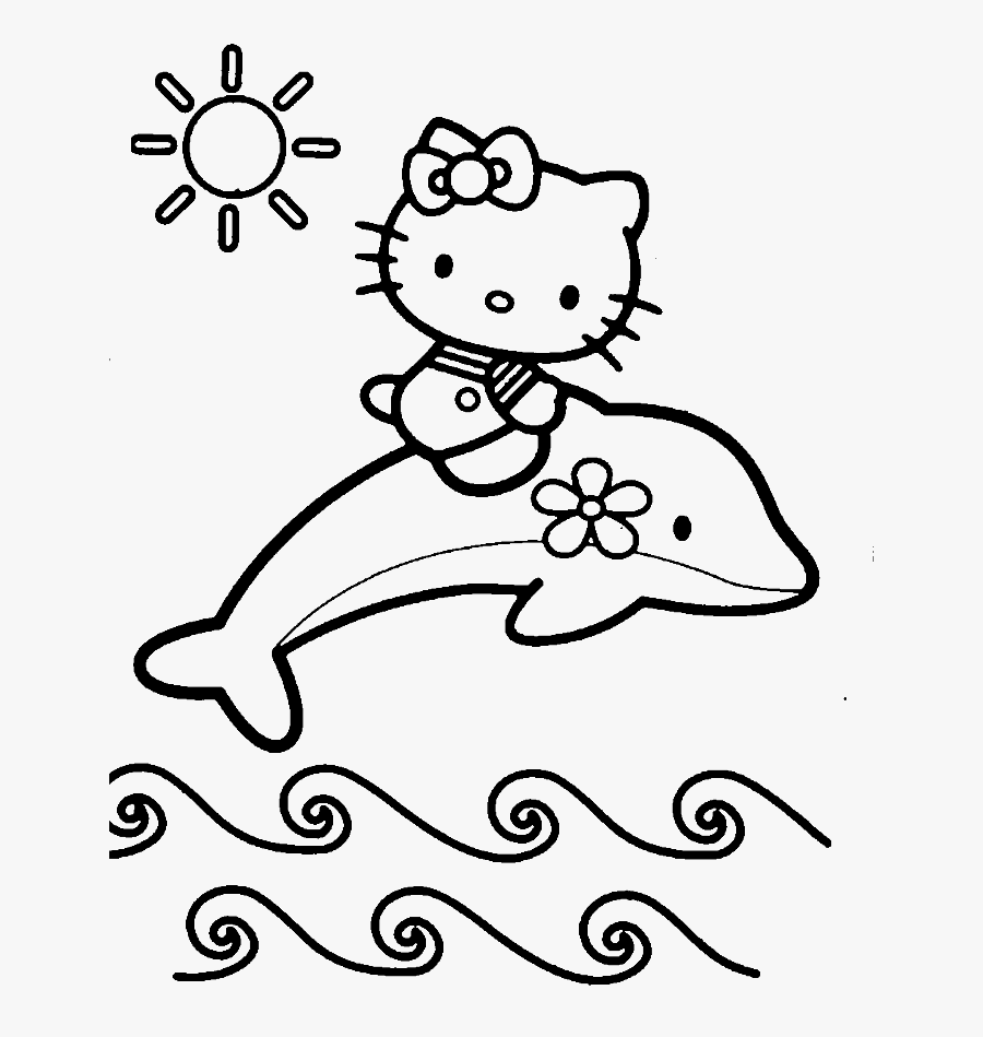 Hello Kitty Dolphin Coloring Pages - Coloring Hello Kitty, Transparent Clipart