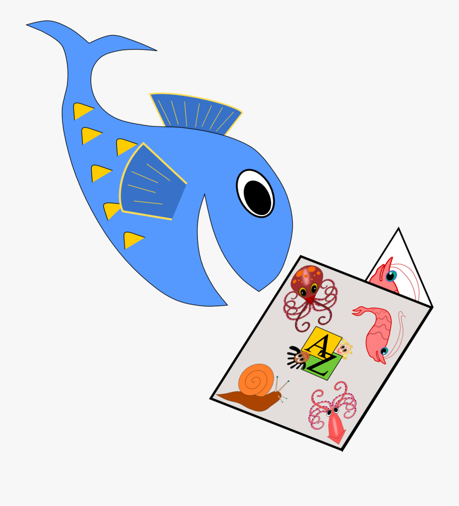 Suni - Fish Reading A Book Clipart, Transparent Clipart
