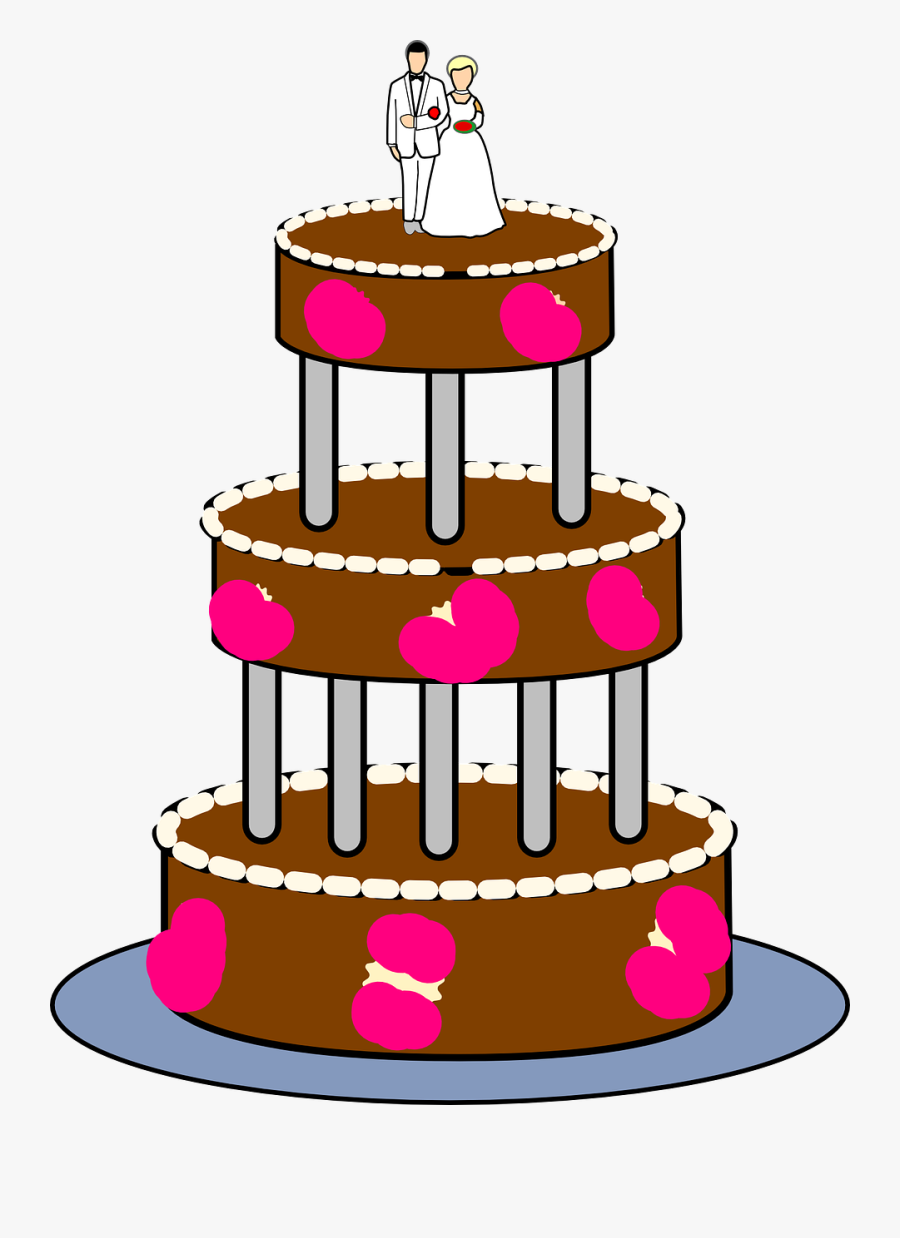 Wedding Cake, Tiered, Layers, Topper, Columns, Frosting - Vector Bánh Cưới, Transparent Clipart