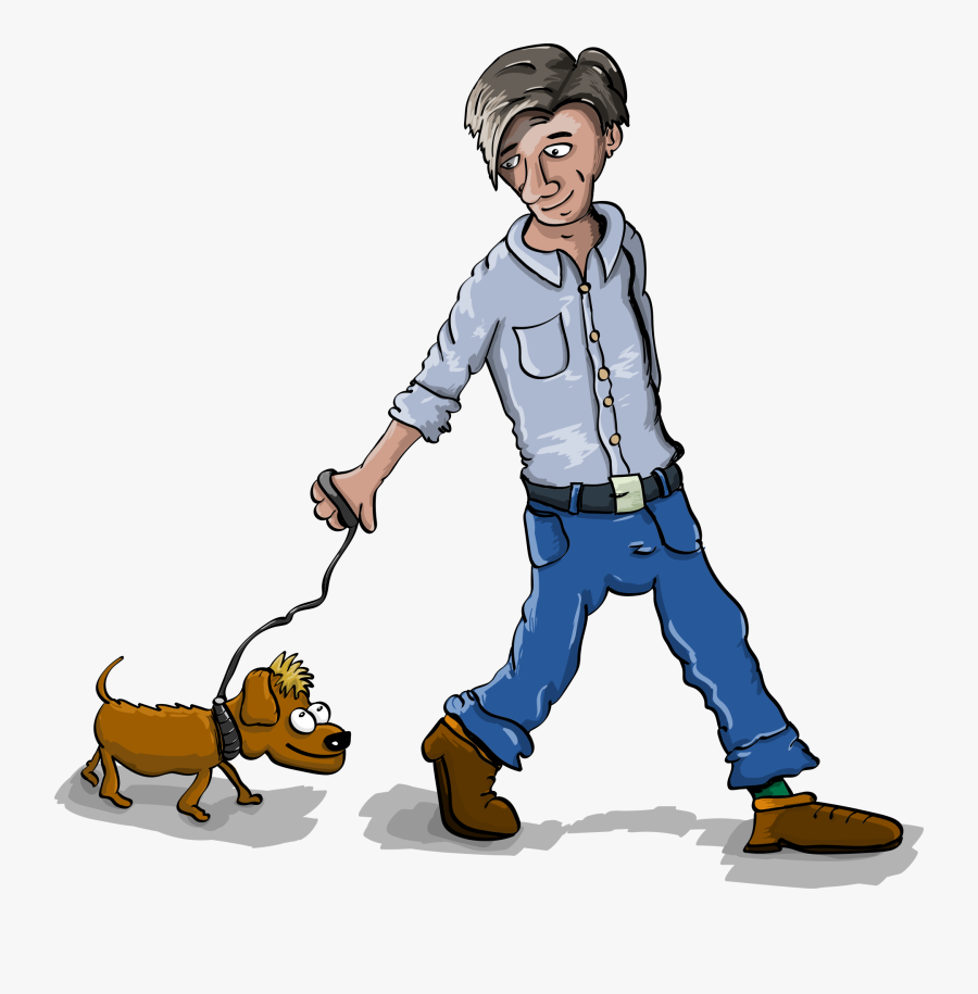 Dog-walking - Boy Walking Small Dog Clipart, Transparent Clipart