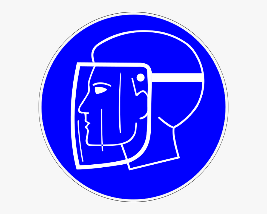 Man Wearing Protective Face Shield Clipart - Face Protection Required Sign, Transparent Clipart