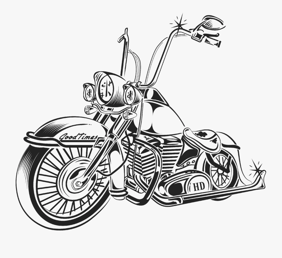 Land Vehicle,motor Vehicle,motorcycle,line Art,vehicle,mode - Old School Harley Drawings, Transparent Clipart