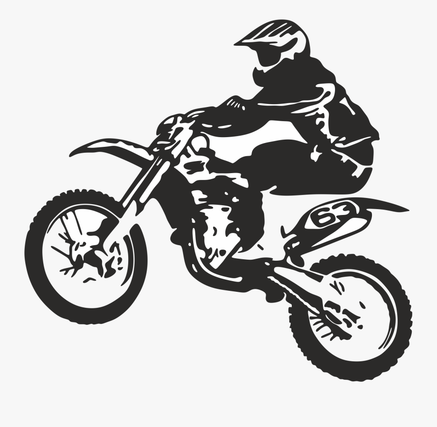Clip Art Bicycle Motorcycle Dirt Bike Motocross - Dirt Bike Clipart Black And White, Transparent Clipart