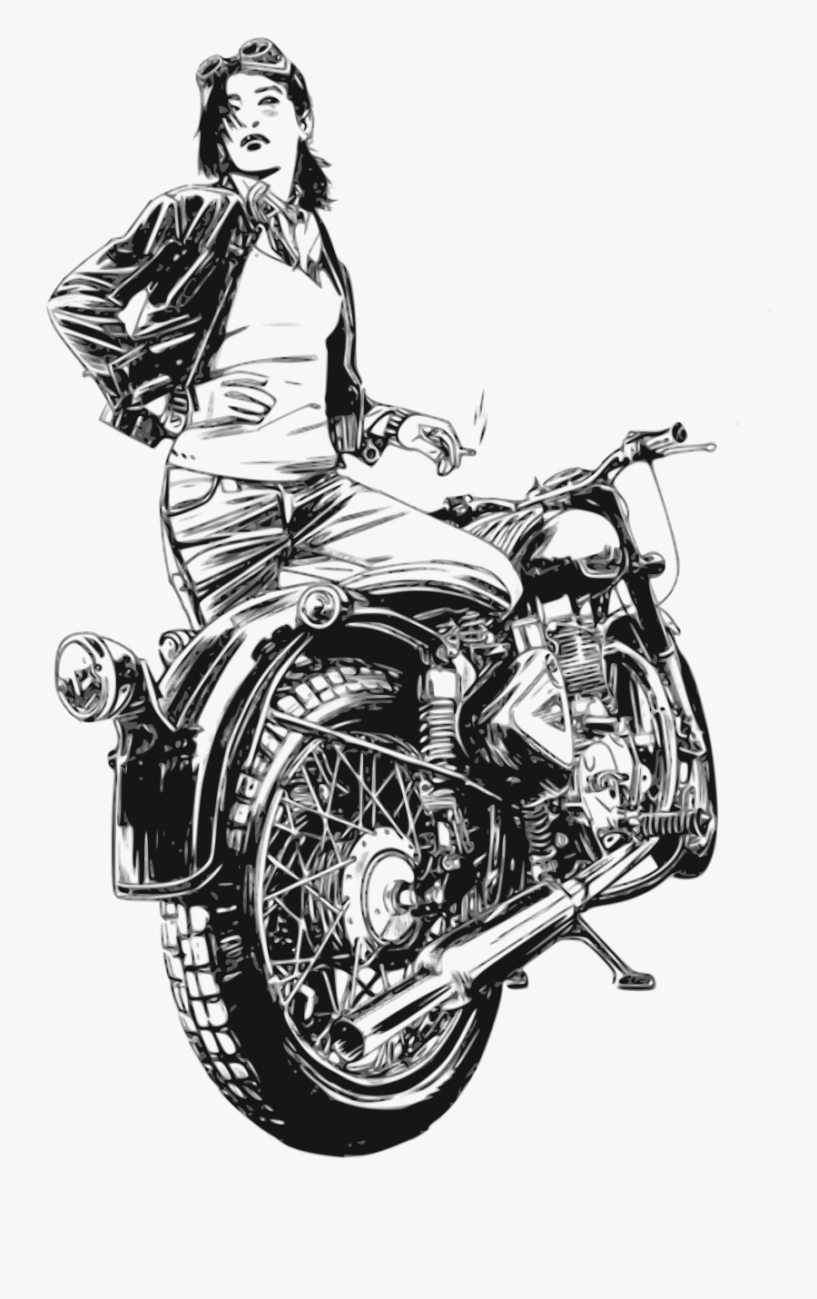 Woman Free On Dumielauxepices - Woman On Motorcycle Clipart, Transparent Clipart