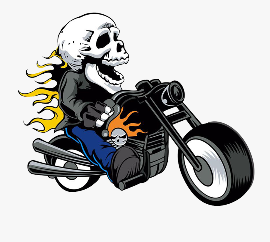 Skull Skeleton Euclidean Vector Clip Art - Skeleton Bones Riding Motorcycle, Transparent Clipart