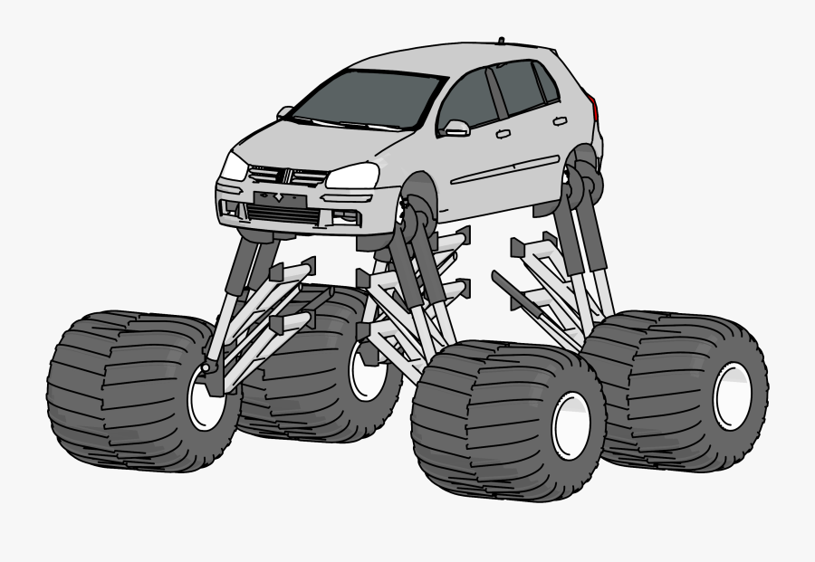 Volkswagen Golf With Monster Truck Wheels Clipart Png - Monster Truck, Transparent Clipart