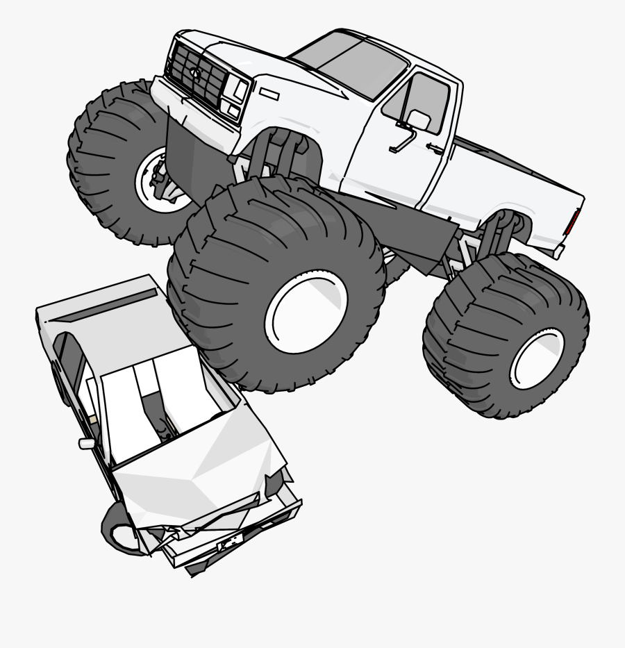 Monster Truck Crushing Car Clipart Png - Monster Truck, Transparent Clipart