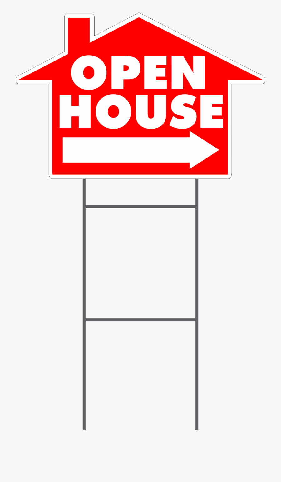 Open House House Shaped Yard Sign - House Vector, Transparent Clipart