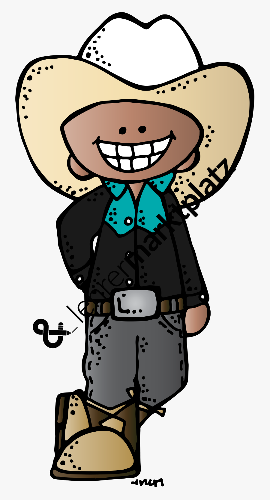 Graphic Freeuse Clip Art Cowboys Und Cowgirls Farbig - Melonheadz Western Clipart, Transparent Clipart