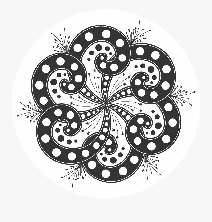 Fireworks, Pinwheel - Abstract Design Black And White Png, Transparent Clipart