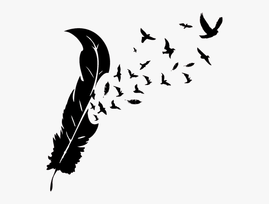#federmitvögel #feder #feather #birds #featherwithbirds - Feather With Bird Silhouette, Transparent Clipart