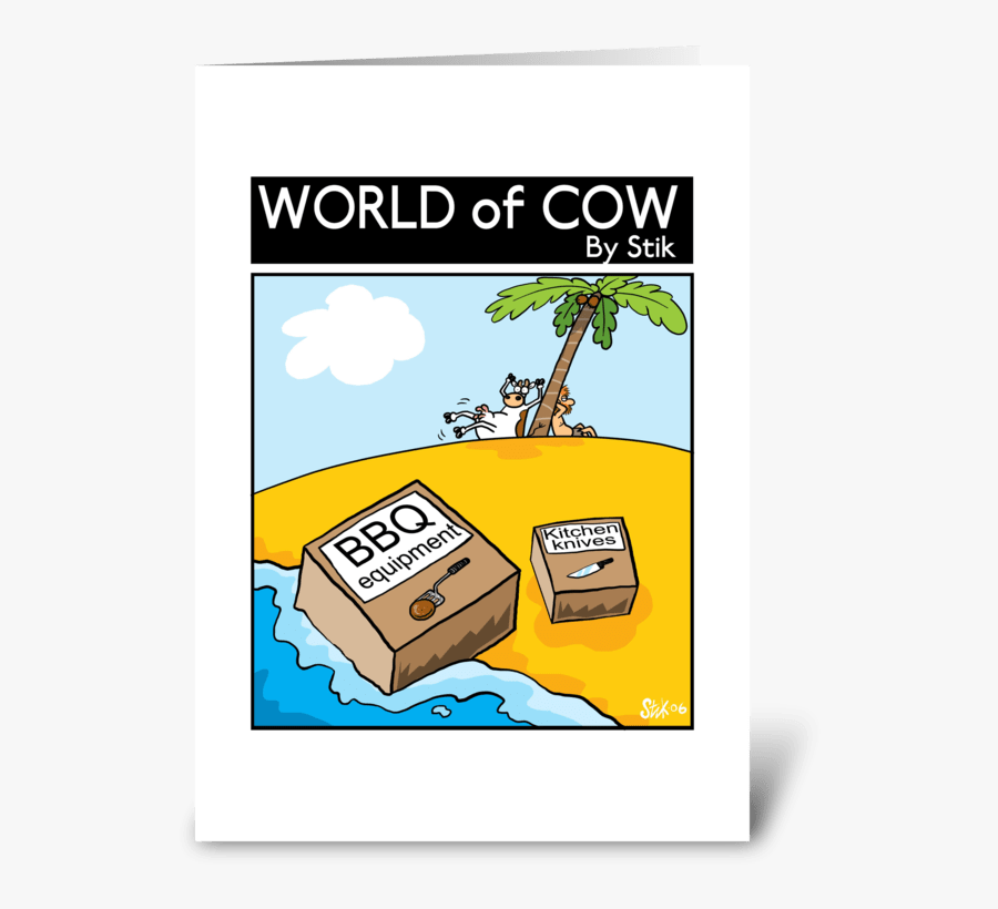 Desert Island Cow Greeting Card - World Of Cow, Transparent Clipart