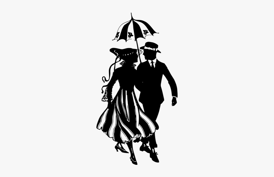 Wedding Couple Under Umbrella Vector Image - Wedding Couples Line Art, Transparent Clipart