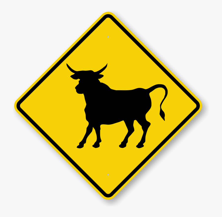 Bull Crossing Sign - Mountain Goat Road Sign, Transparent Clipart