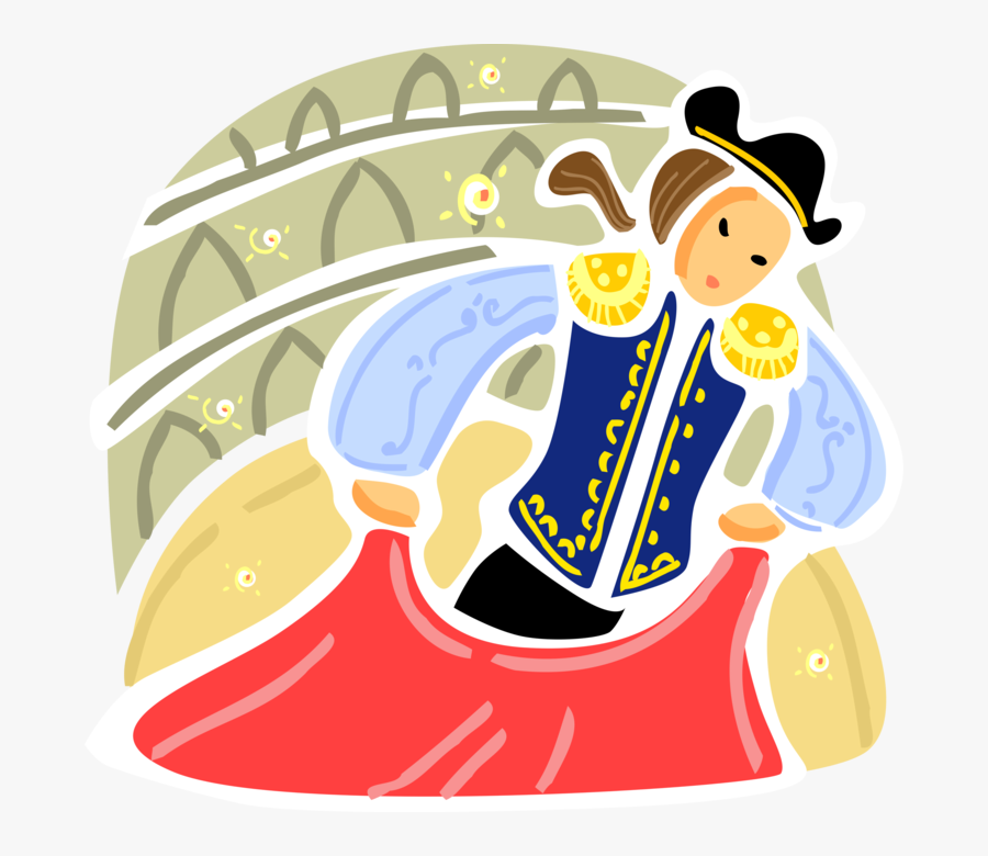 Vector Illustration Of Spanish Matador Toreador Bullfighter, Transparent Clipart