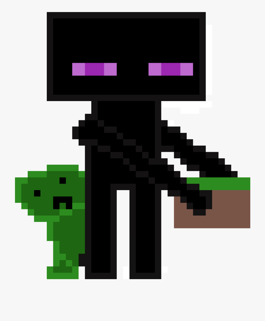 Enderman And Creeper - Pixel Art Gun Fire, Transparent Clipart