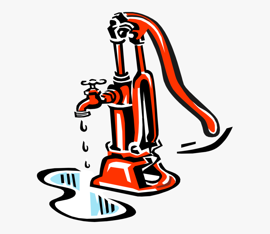 Vector Illustration Of Water Pump Reciprocating Hand - Plumbing Pipes, Transparent Clipart