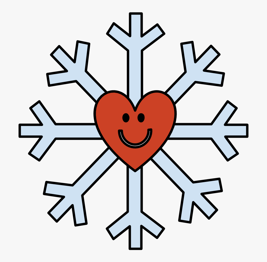 Snowflake, Smiley Face, Heart, Red - Snowflake With A Face Clipart, Transparent Clipart