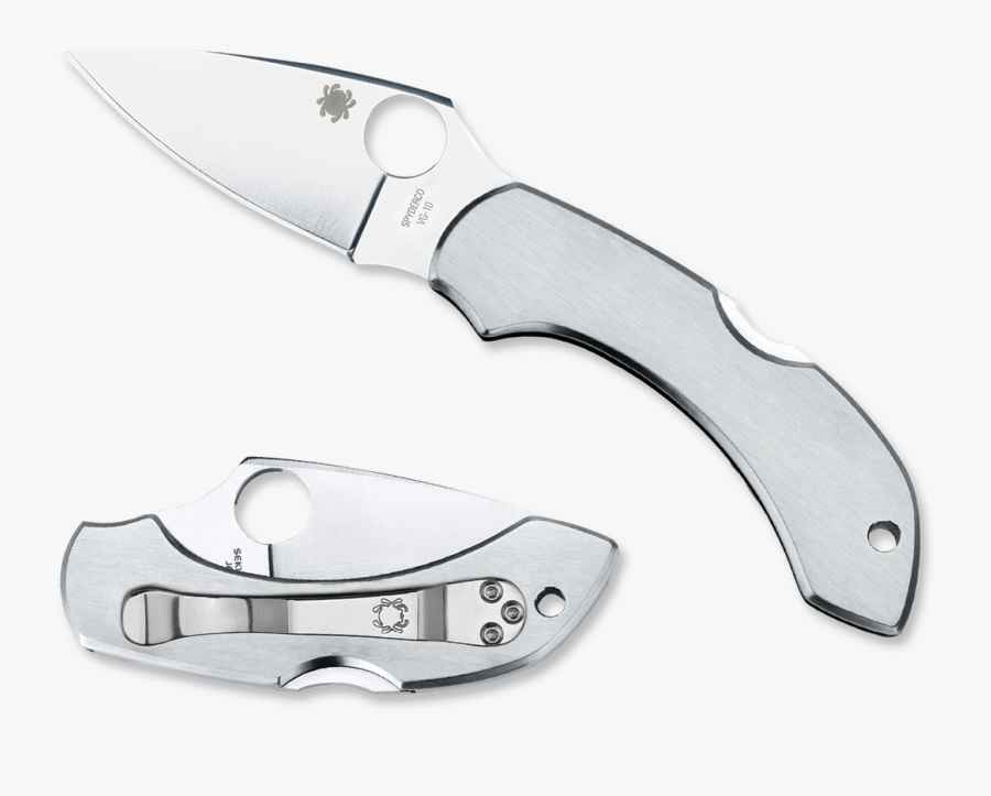 Transparent Pocket Knife Png - Stainless Steel Spyderco Knife, Transparent Clipart