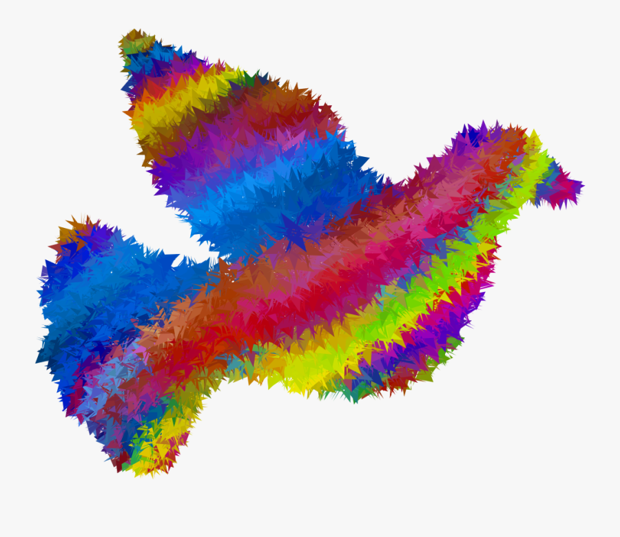 Psychedelic High Poly Peace Dove - Psychedelic Dove, Transparent Clipart