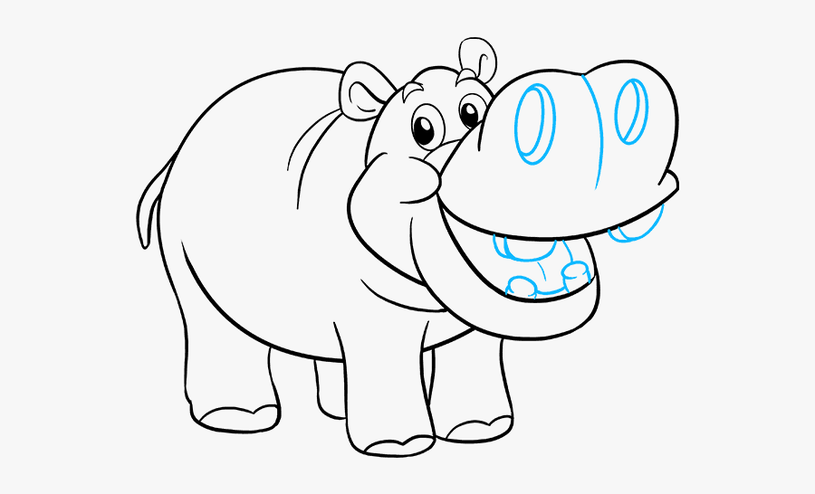 Drawing Hippopotamus Clipart - Sketch Of A Hippo, Transparent Clipart