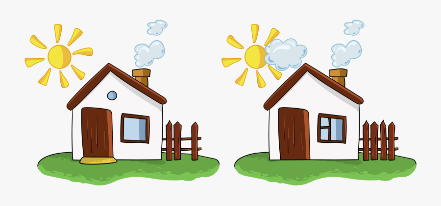 Find The Differences In Houses - Cartoon Paraphrase, Transparent Clipart