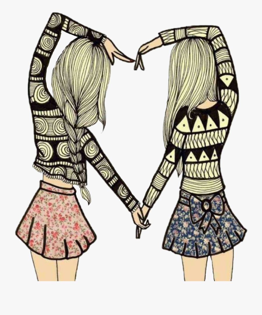 #girls #blonde #bff #biffle #biffles #bffs #besties, Transparent Clipart