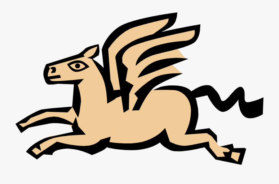 Vector Illustration Of Pegasus Winged Divine Stallion, Transparent Clipart