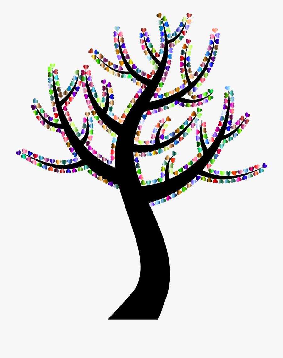 Colorful Valentine Hearts Tree 8 Clip Arts - Tree With 9 Branches, Transparent Clipart