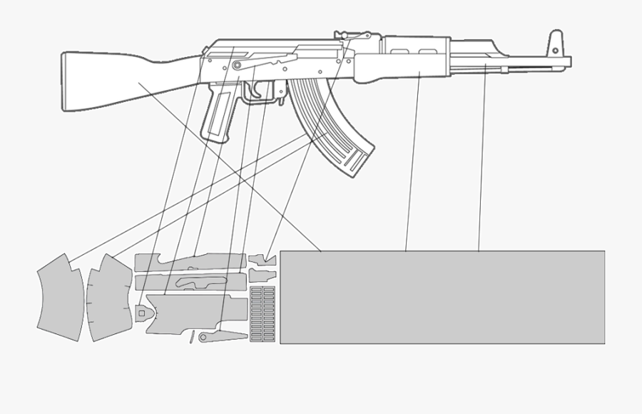 Ak-47 Rifle Skin Kit Template - Ak 47 Skin Template, Transparent Clipart