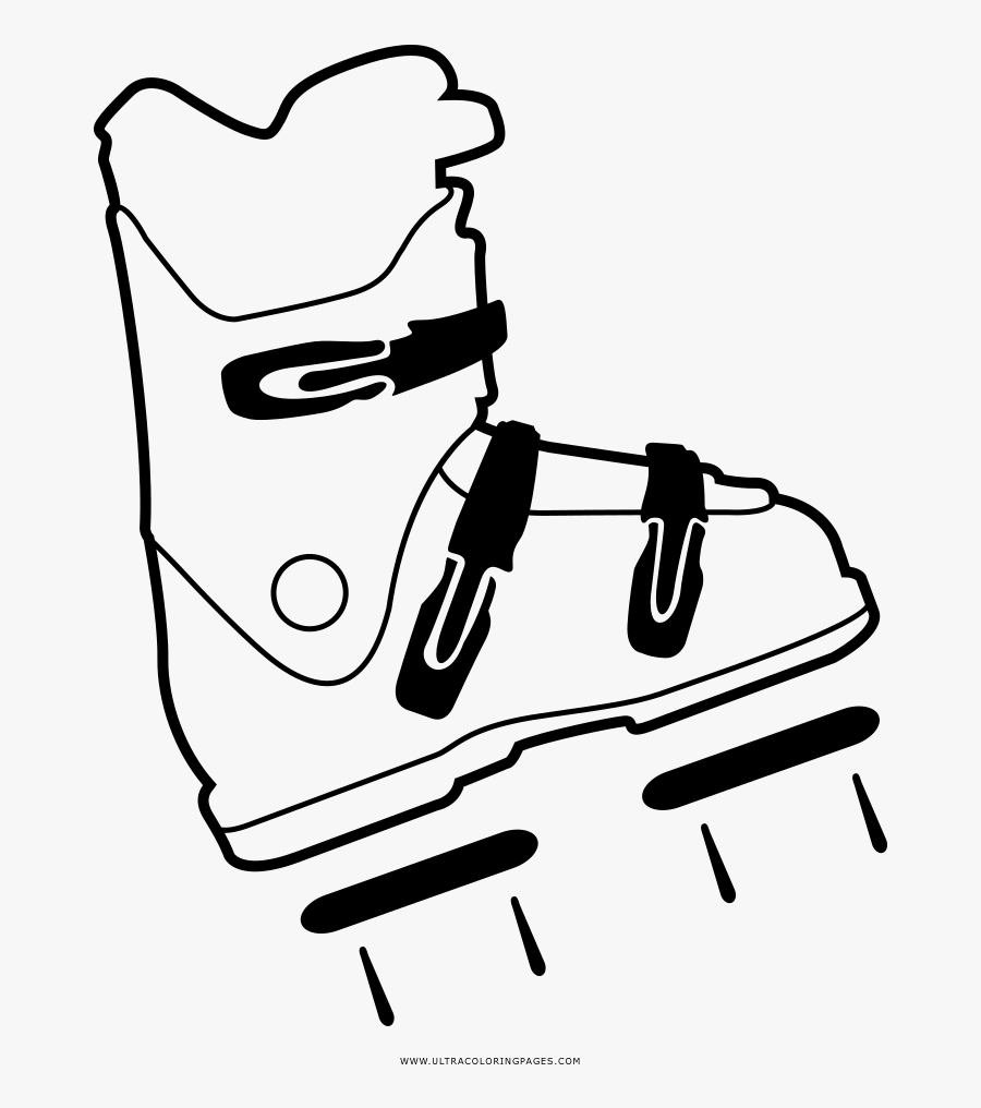 Ski Boot Coloring Page Clipart , Png Download - Ski Boots Png Draw, Transparent Clipart