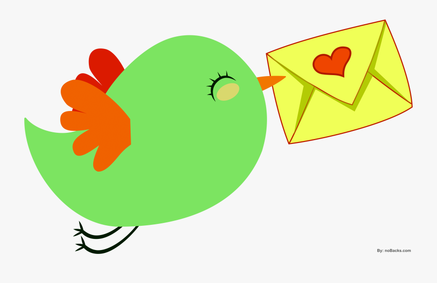 Small Bird Flying With Love Letter - Cute Bird Flying Png, Transparent Clipart