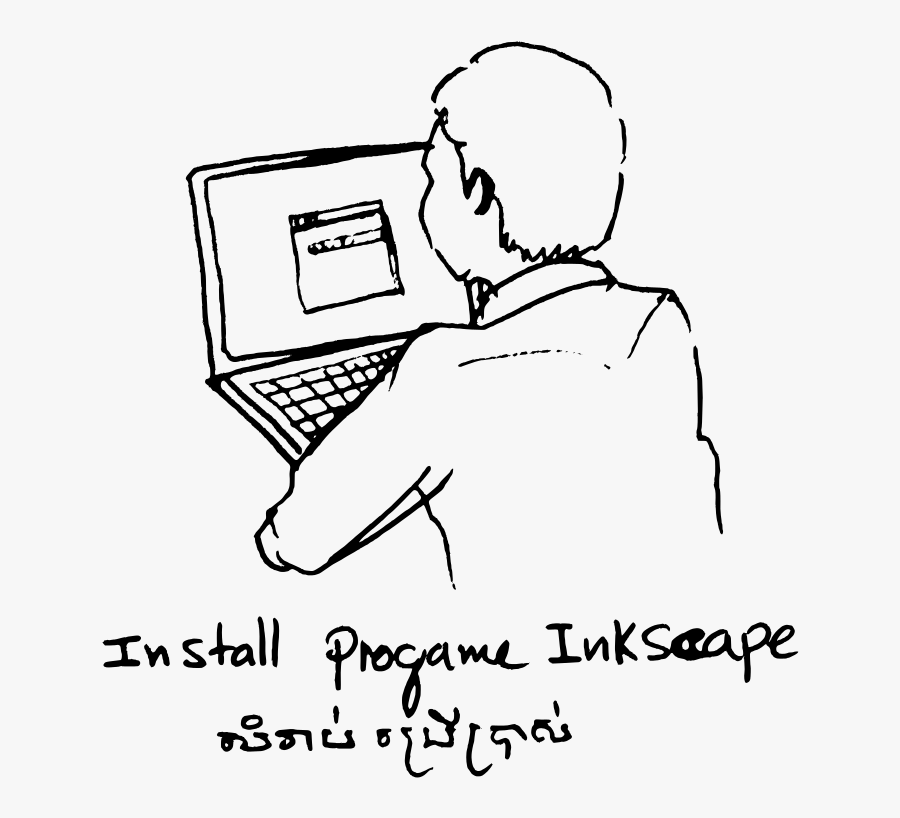 Inkscape Howto Session At Fossasia 1 - Computer And Person Drawing, Transparent Clipart