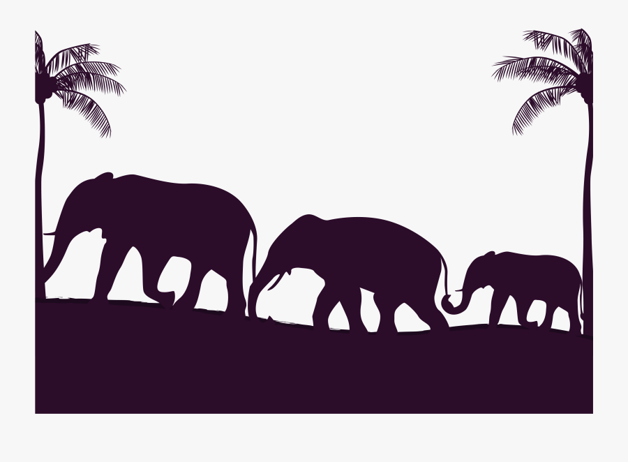 African Elephant Indian Elephant Elephant Families - Silhouette Elephant Family Vector, Transparent Clipart