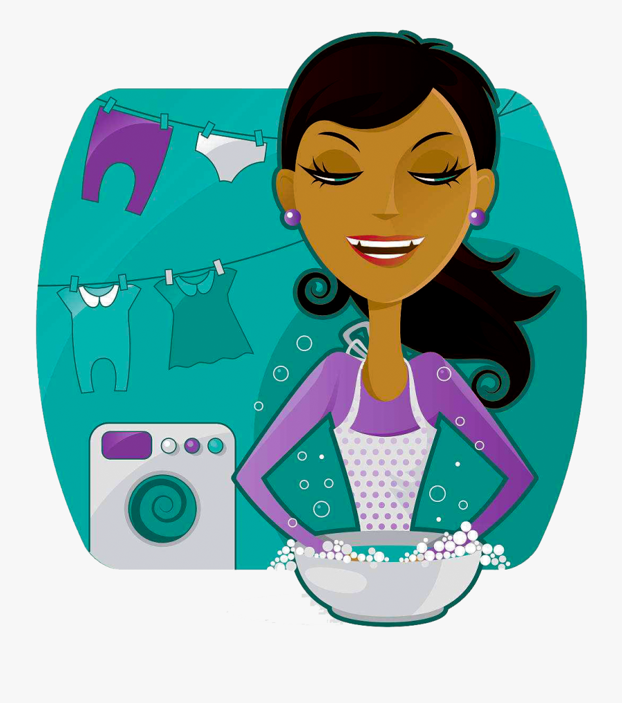 Laundry Drawing Lady Washing Clothes - Lady Laundry Clipart, Transparent Clipart