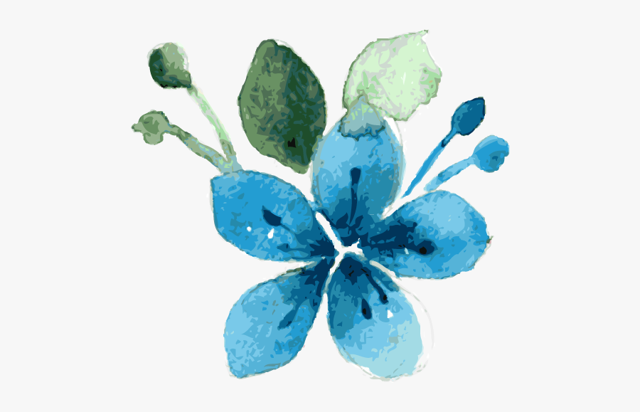 Watercolor Blue Flowers Clipart - Blue Flower Watercolor Png, Transparent Clipart