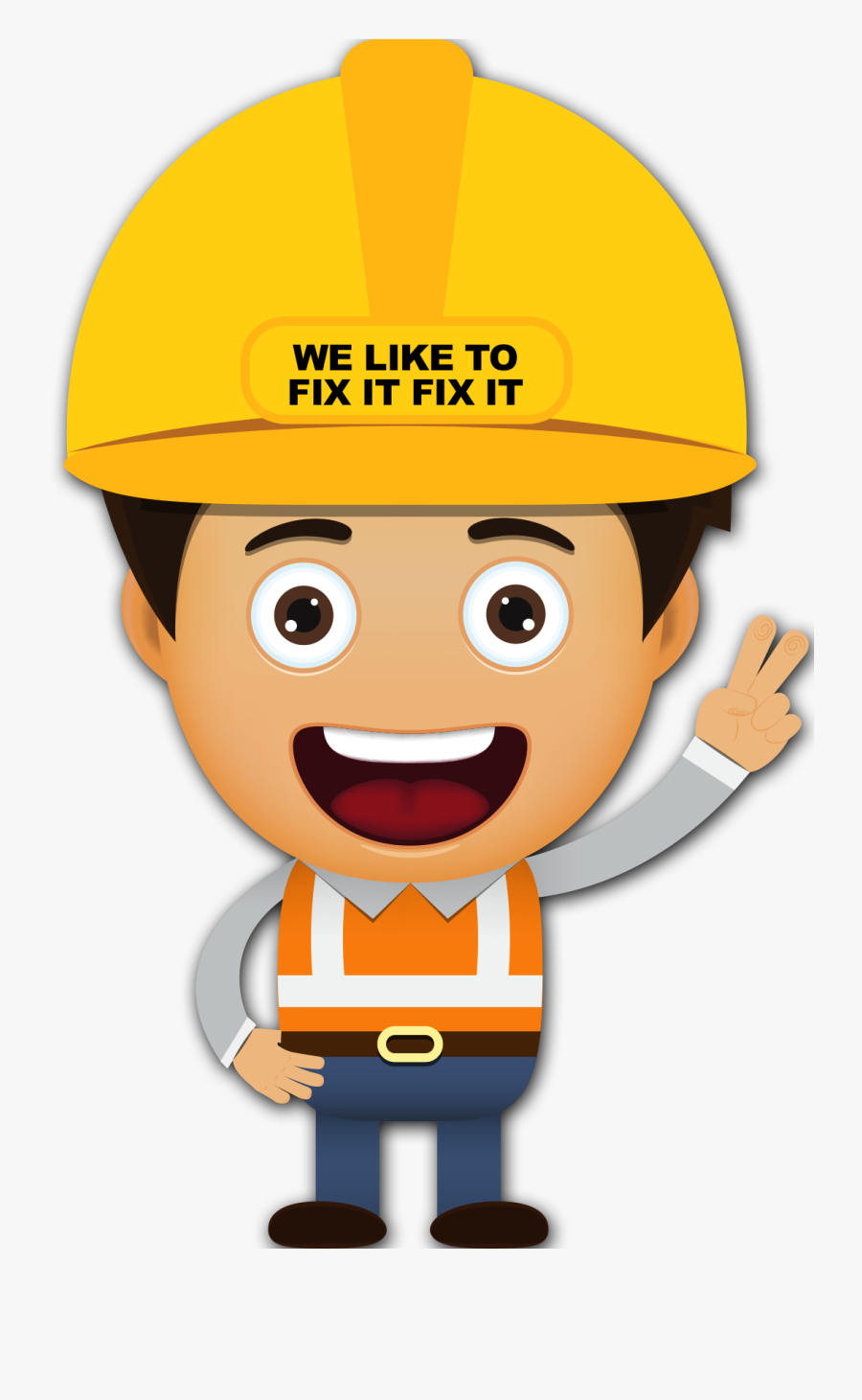 Mobirise - Cartoon Character Construction Worker, Transparent Clipart