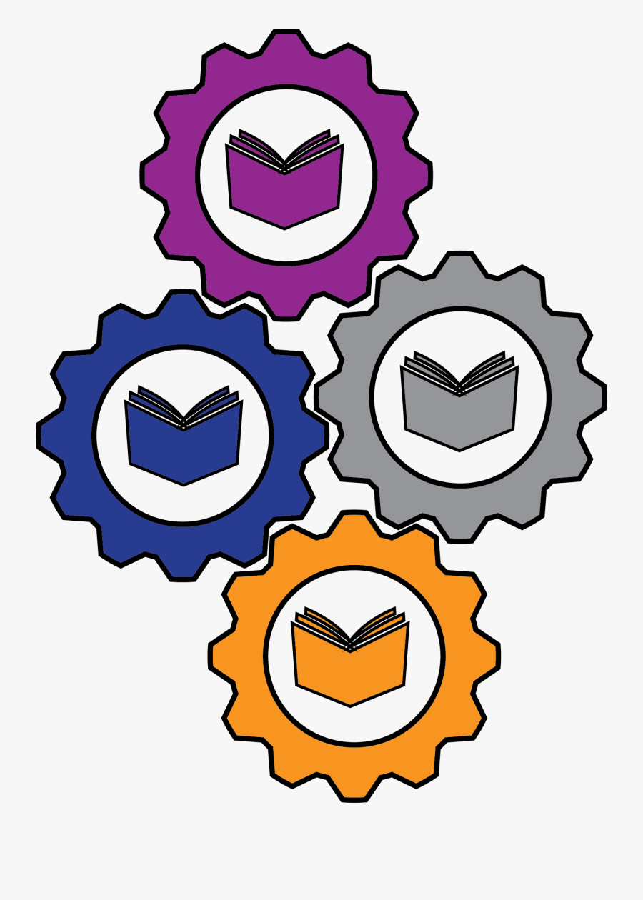 Engineer Symbol Cliparts - Gears And Books, Transparent Clipart