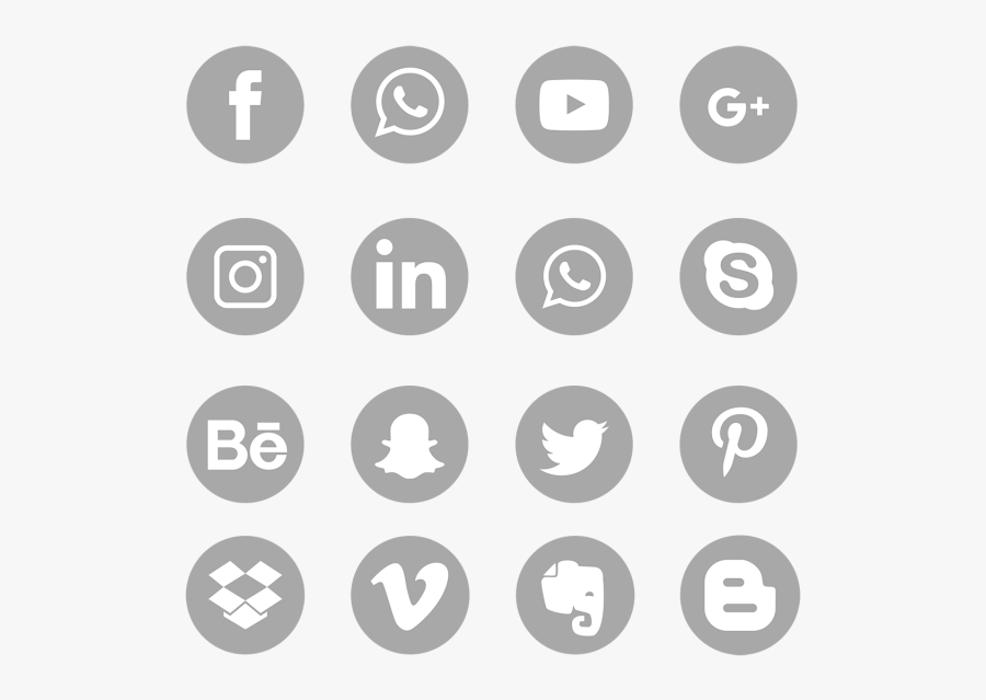 Social Media Icons Png Gray - Blue Social Media Icons Png, Transparent Clipart
